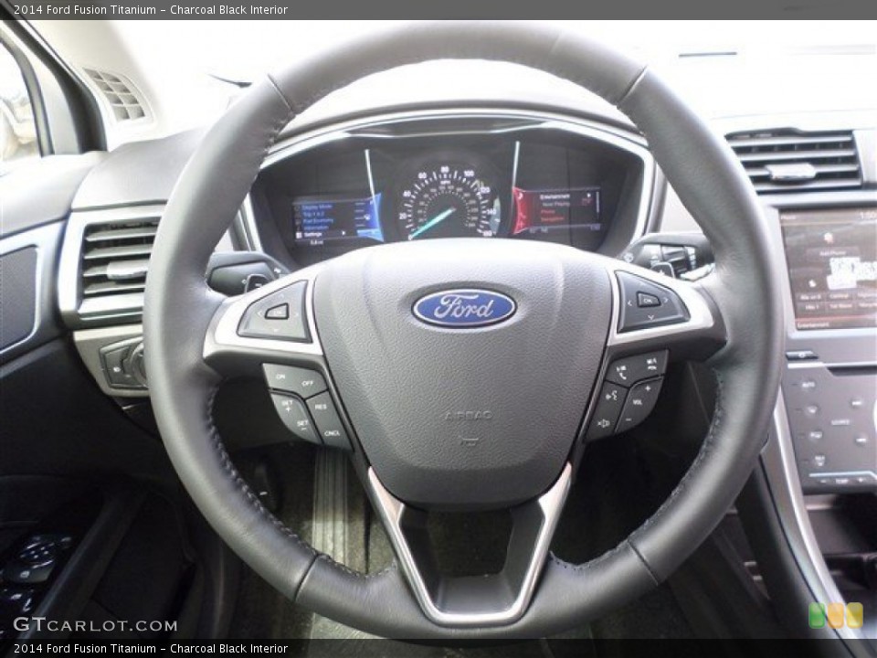 Charcoal Black Interior Steering Wheel for the 2014 Ford Fusion Titanium #85678310