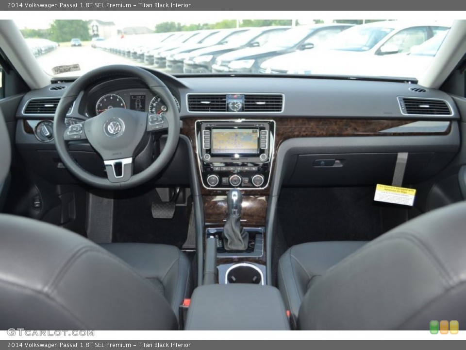Titan Black Interior Dashboard for the 2014 Volkswagen Passat 1.8T SEL Premium #85697600