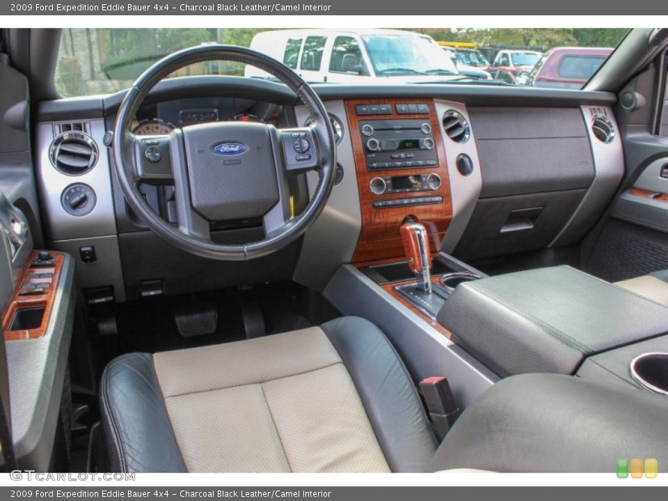 Charcoal Black Leather/Camel 2009 Ford Expedition Interiors