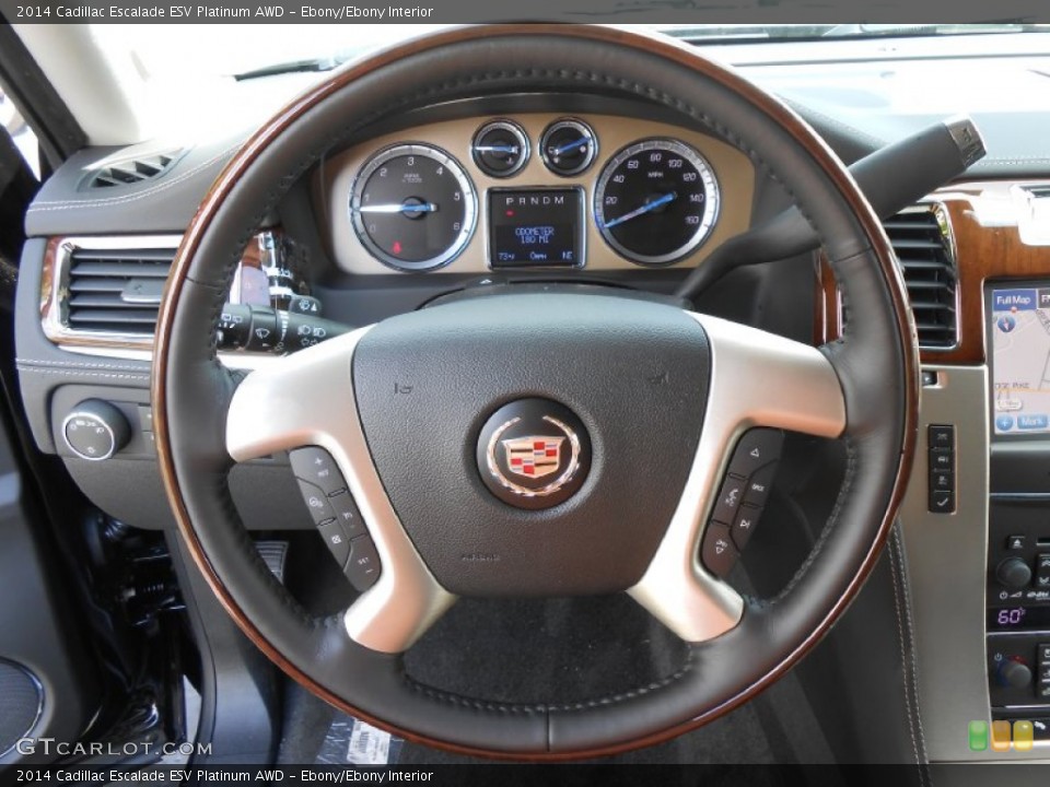 Ebony/Ebony Interior Steering Wheel for the 2014 Cadillac Escalade ESV Platinum AWD #85736818