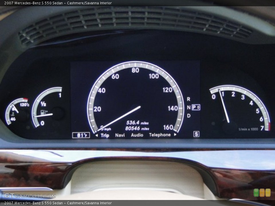 Cashmere/Savanna Interior Gauges for the 2007 Mercedes-Benz S 550 Sedan #85772530