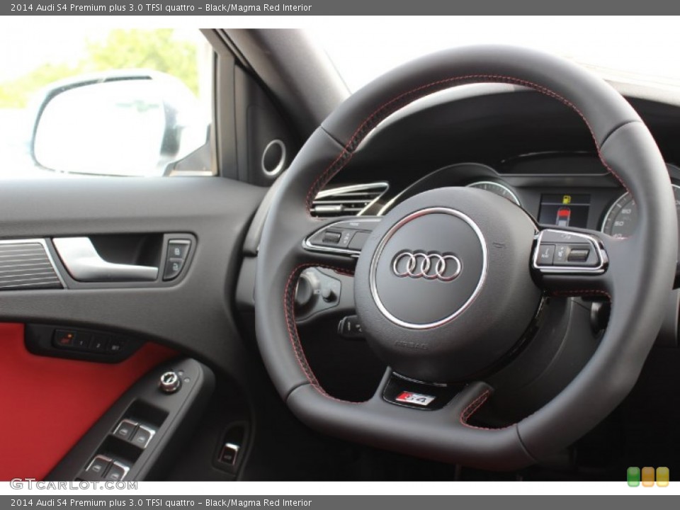 Black/Magma Red Interior Steering Wheel for the 2014 Audi S4 Premium plus 3.0 TFSI quattro #85848313