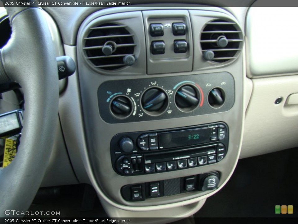 Taupe/Pearl Beige Interior Controls for the 2005 Chrysler PT Cruiser GT Convertible #85925865
