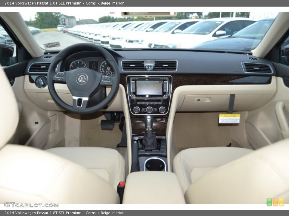 Cornsilk Beige Interior Dashboard for the 2014 Volkswagen Passat 1.8T SEL Premium #85995913