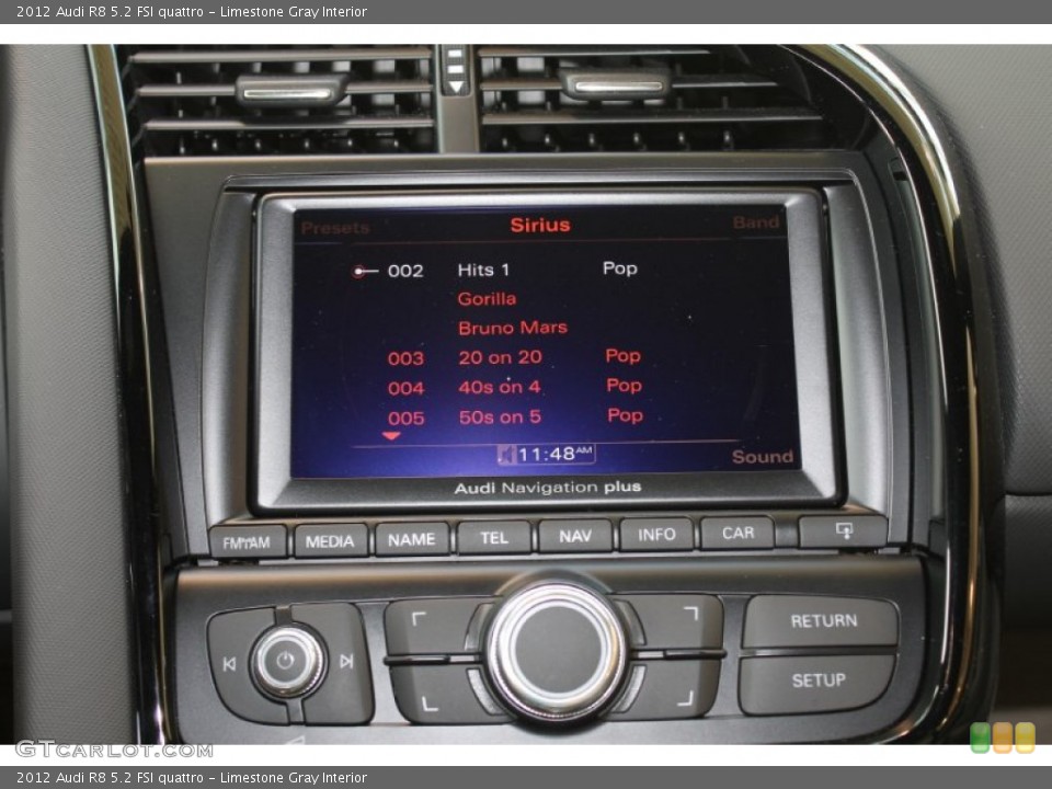 Limestone Gray Interior Controls for the 2012 Audi R8 5.2 FSI quattro #86049501