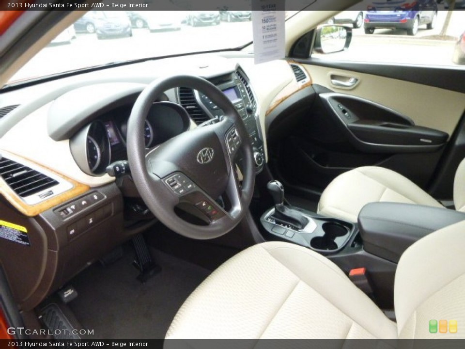 Beige Interior Prime Interior for the 2013 Hyundai Santa Fe Sport AWD #86066649