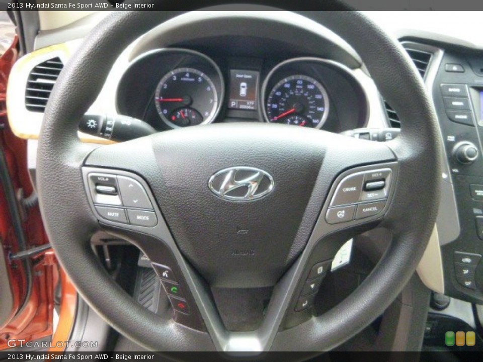 Beige Interior Steering Wheel for the 2013 Hyundai Santa Fe Sport AWD #86066667