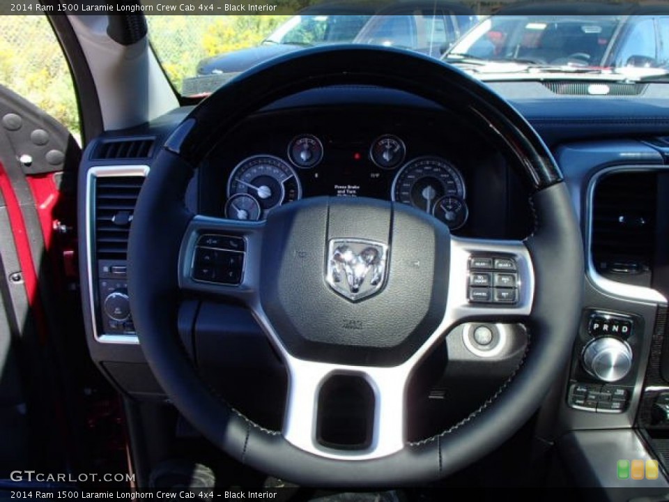 Black Interior Steering Wheel for the 2014 Ram 1500 Laramie Longhorn Crew Cab 4x4 #86071831