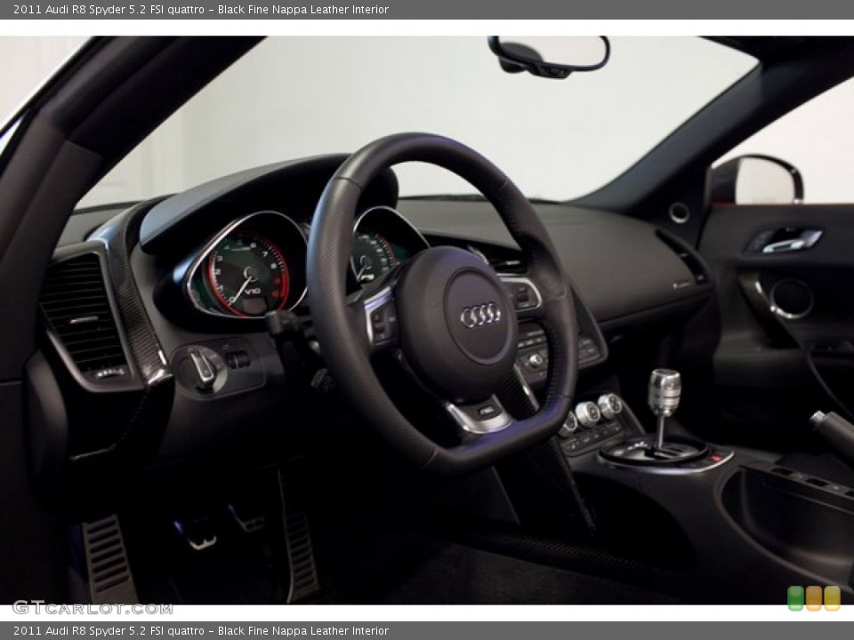 Black Fine Nappa Leather Interior Dashboard for the 2011 Audi R8 Spyder 5.2 FSI quattro #86083405