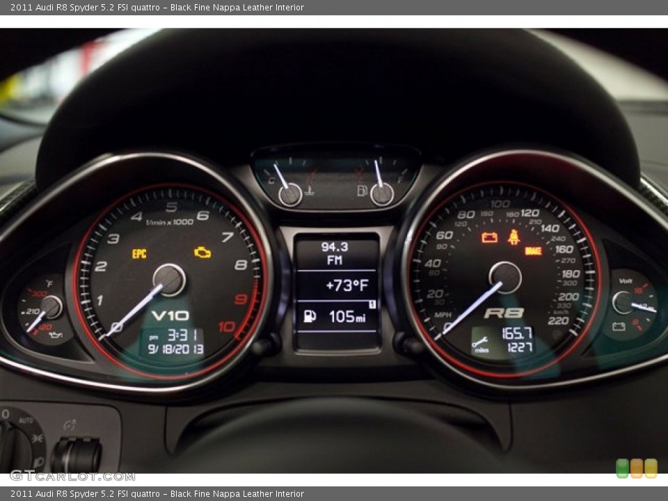 Black Fine Nappa Leather Interior Gauges for the 2011 Audi R8 Spyder 5.2 FSI quattro #86083565