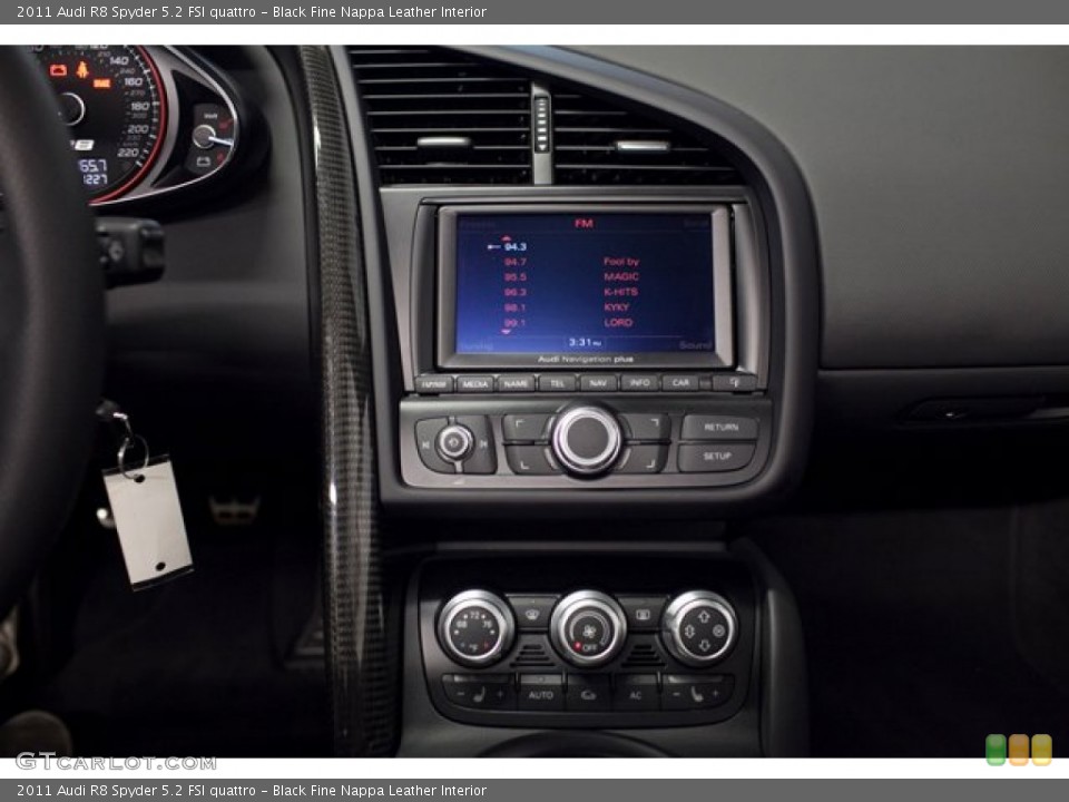 Black Fine Nappa Leather Interior Controls for the 2011 Audi R8 Spyder 5.2 FSI quattro #86083588