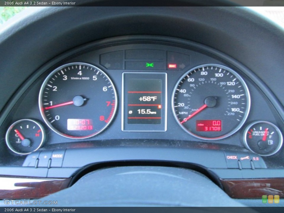 Ebony Interior Gauges for the 2006 Audi A4 3.2 Sedan #86086443
