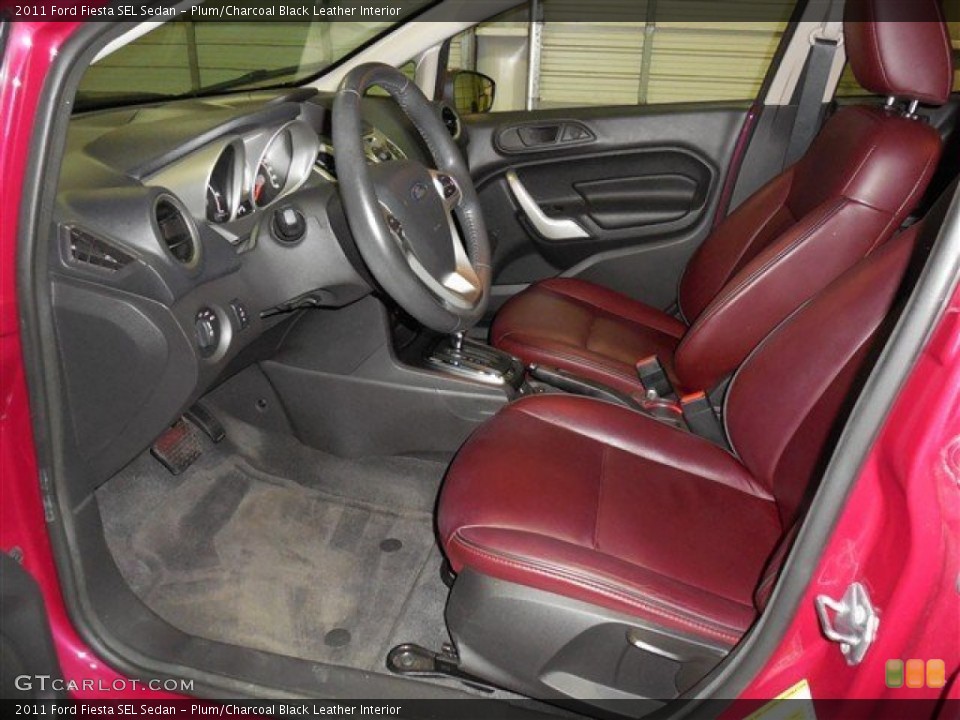 Plum/Charcoal Black Leather Interior Photo for the 2011 Ford Fiesta SEL Sedan #86091583