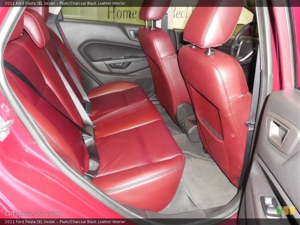 Plum/Charcoal Black Leather Interior Rear Seat for the 2011 Ford Fiesta SEL Sedan #86091751