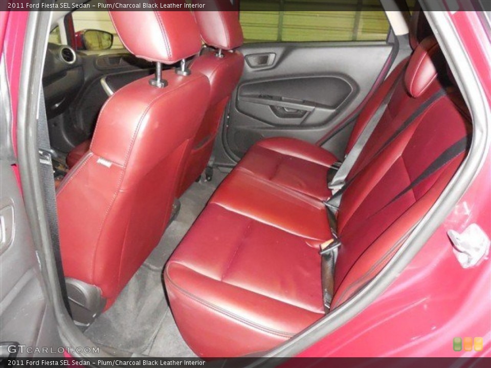 Plum/Charcoal Black Leather Interior Rear Seat for the 2011 Ford Fiesta SEL Sedan #86091773