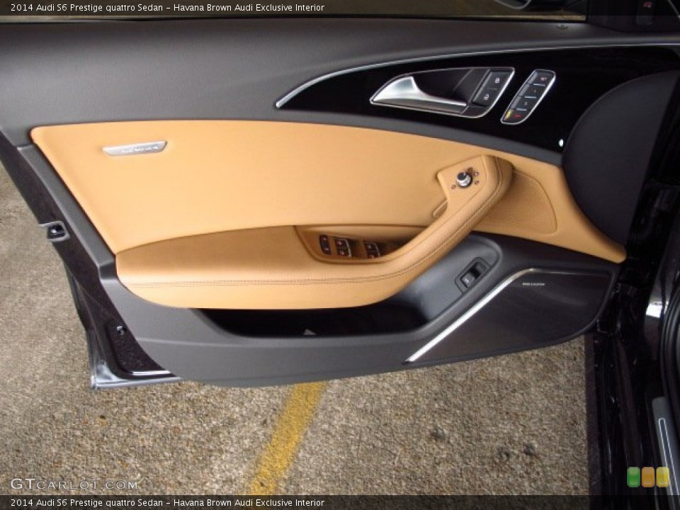 Havana Brown Audi Exclusive Interior Door Panel for the 2014 Audi S6 Prestige quattro Sedan #86105409