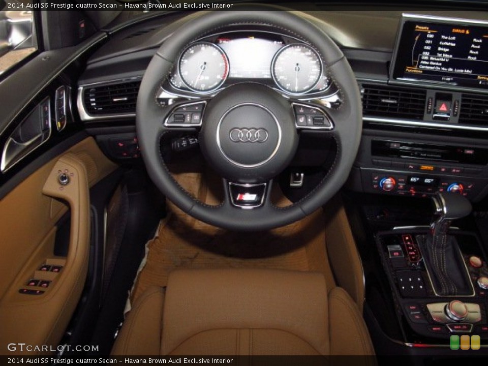 Havana Brown Audi Exclusive Interior Steering Wheel for the 2014 Audi S6 Prestige quattro Sedan #86105500