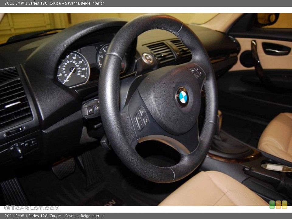 Savanna Beige Interior Steering Wheel for the 2011 BMW 1 Series 128i Coupe #86168690