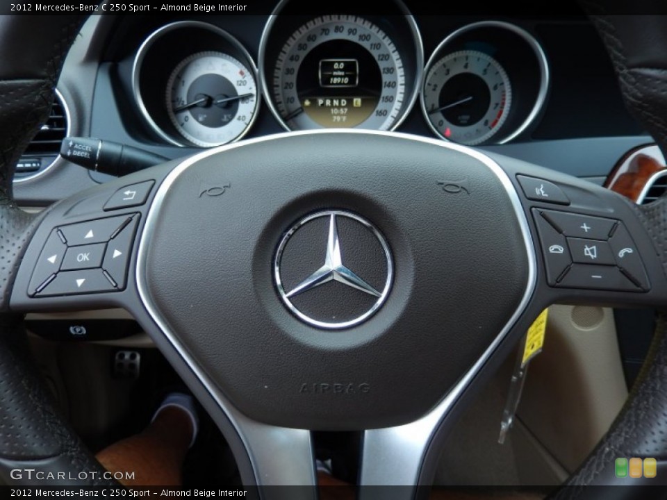 Almond Beige Interior Steering Wheel for the 2012 Mercedes-Benz C 250 Sport #86255684