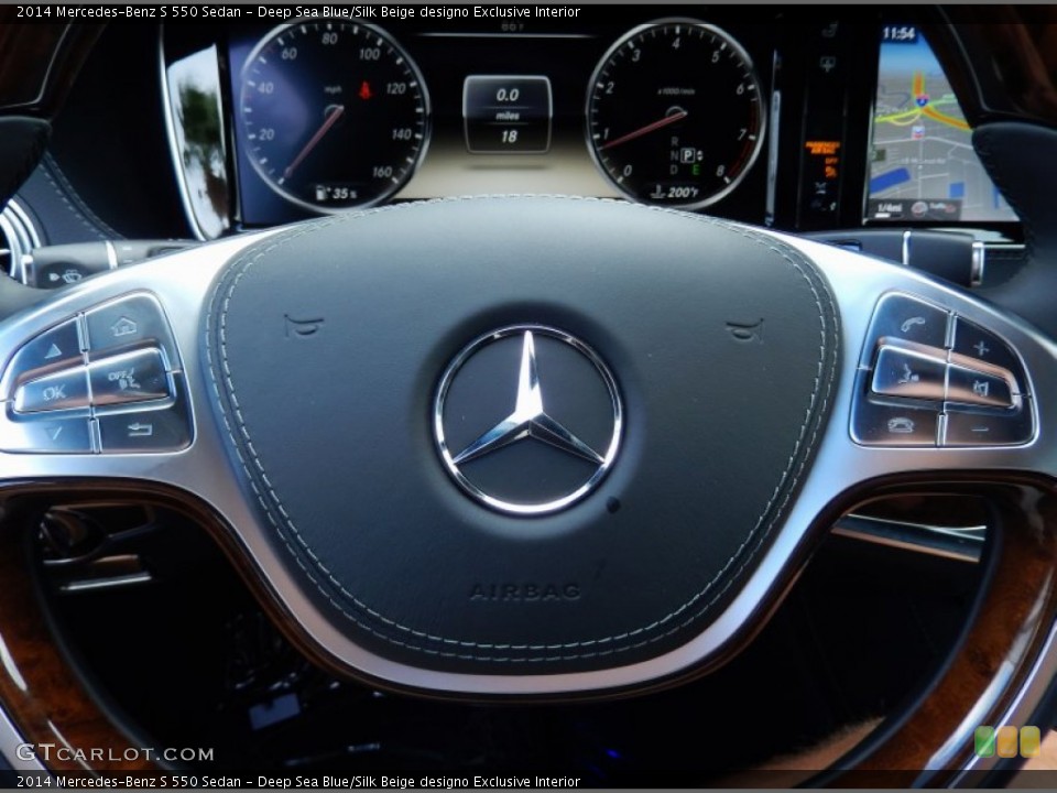 Deep Sea Blue/Silk Beige designo Exclusive Interior Steering Wheel for the 2014 Mercedes-Benz S 550 Sedan #86257823
