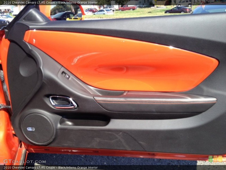 Black/Inferno Orange Interior Door Panel for the 2010 Chevrolet Camaro LT/RS Coupe #86356683