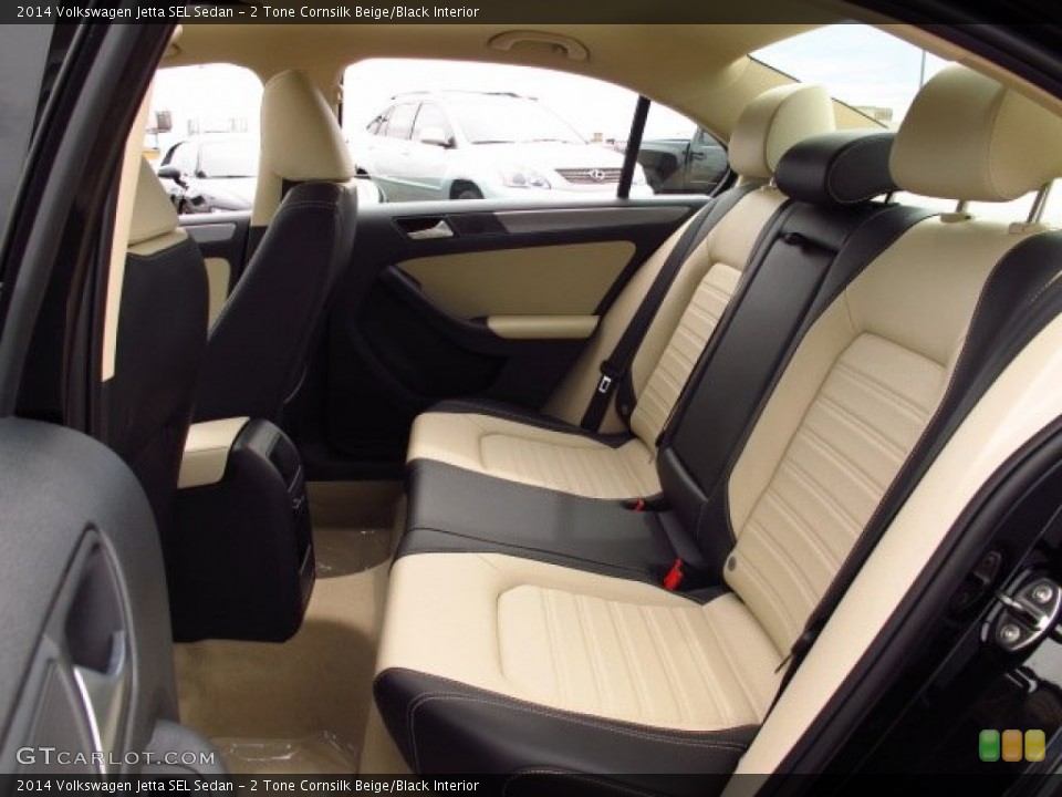 2 Tone Cornsilk Beige/Black Interior Rear Seat for the 2014 Volkswagen Jetta SEL Sedan #86357841