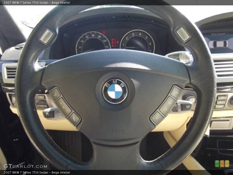 Beige Interior Steering Wheel for the 2007 BMW 7 Series 750i Sedan #86377335