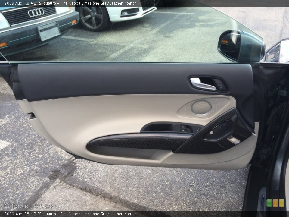 Fine Nappa Limestone Grey Leather Interior Door Panel for the 2009 Audi R8 4.2 FSI quattro #86515705