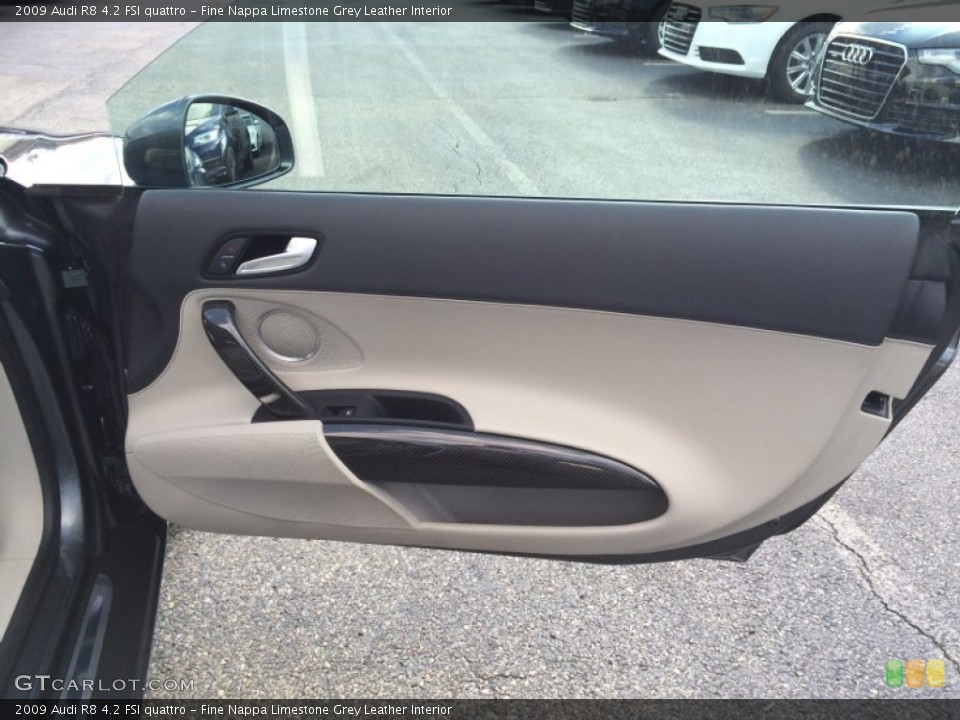 Fine Nappa Limestone Grey Leather Interior Door Panel for the 2009 Audi R8 4.2 FSI quattro #86515777