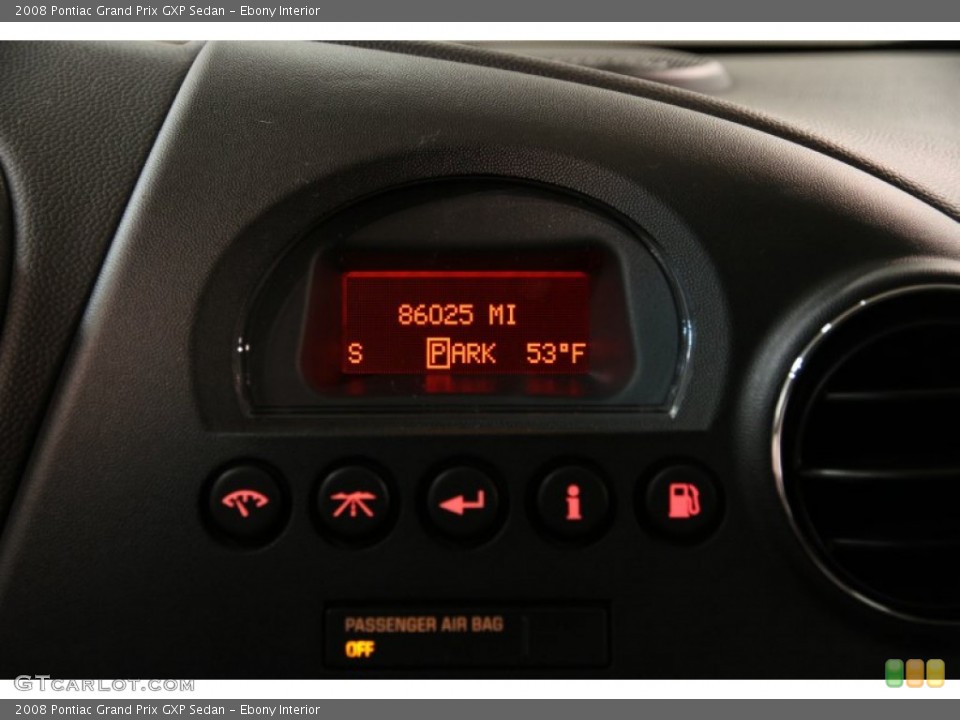 Ebony Interior Controls for the 2008 Pontiac Grand Prix GXP Sedan #86552400