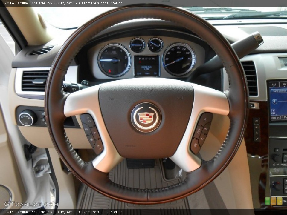 Cashmere/Cocoa Interior Steering Wheel for the 2014 Cadillac Escalade ESV Luxury AWD #86578422