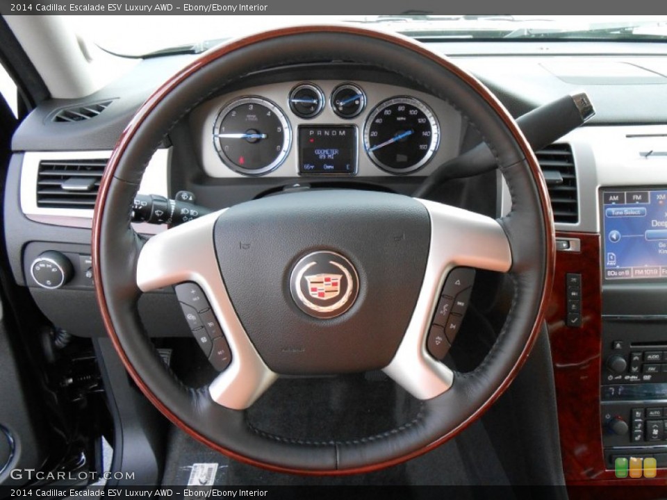 Ebony/Ebony Interior Steering Wheel for the 2014 Cadillac Escalade ESV Luxury AWD #86579949
