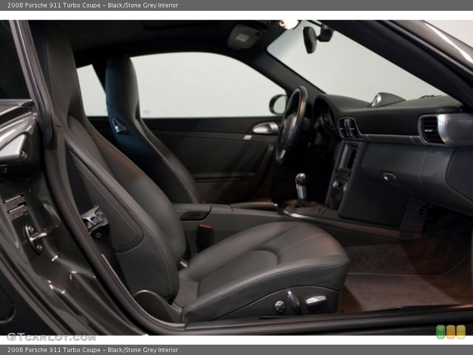 Black/Stone Grey Interior Front Seat for the 2008 Porsche 911 Turbo Coupe #86629981
