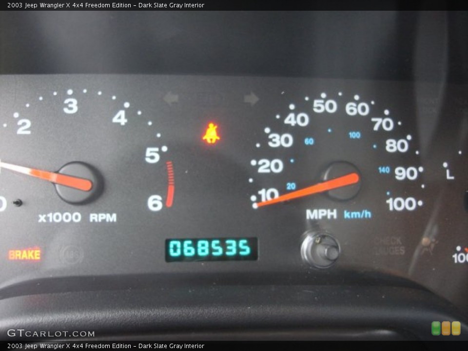 Dark Slate Gray Interior Gauges for the 2003 Jeep Wrangler X 4x4 Freedom Edition #86664688