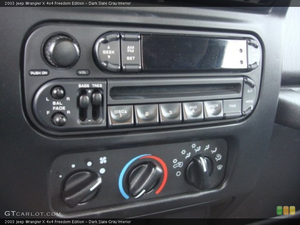 Dark Slate Gray Interior Controls for the 2003 Jeep Wrangler X 4x4 Freedom Edition #86664712