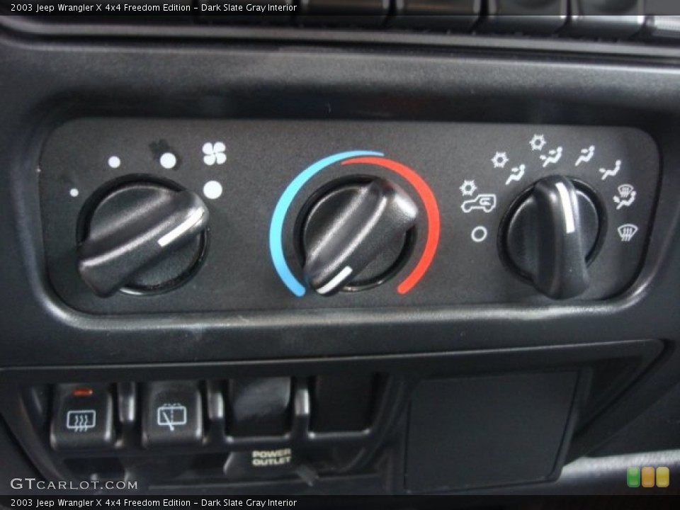 Dark Slate Gray Interior Controls for the 2003 Jeep Wrangler X 4x4 Freedom Edition #86664727