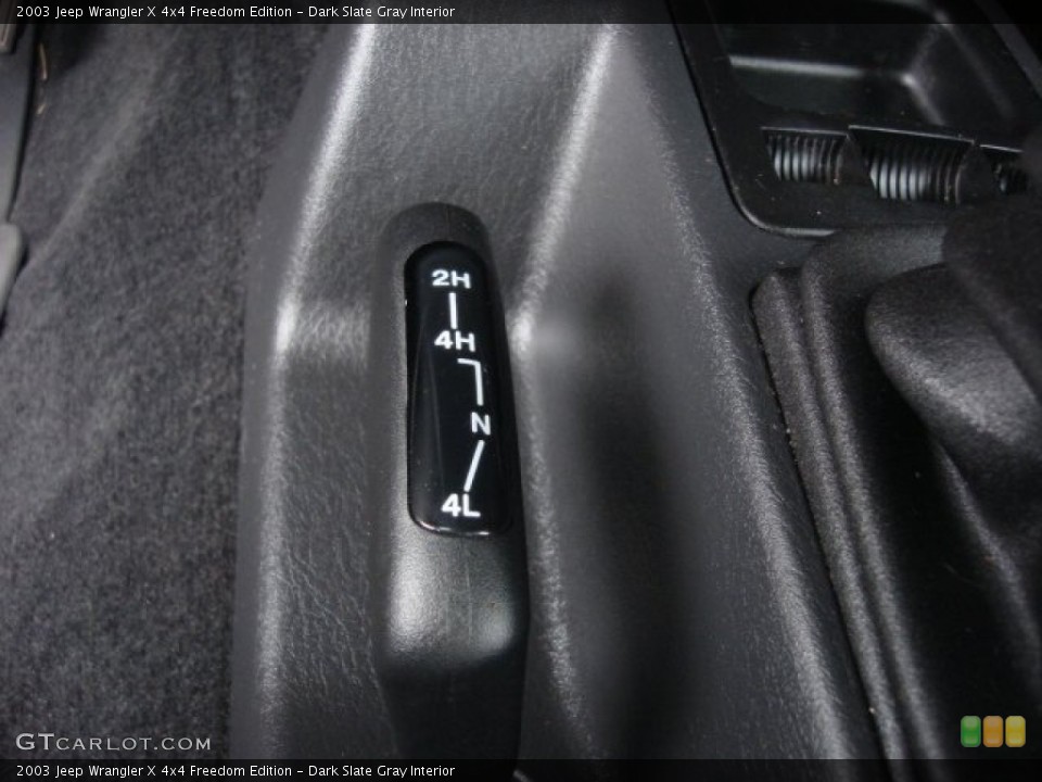 Dark Slate Gray Interior Controls for the 2003 Jeep Wrangler X 4x4 Freedom Edition #86664766