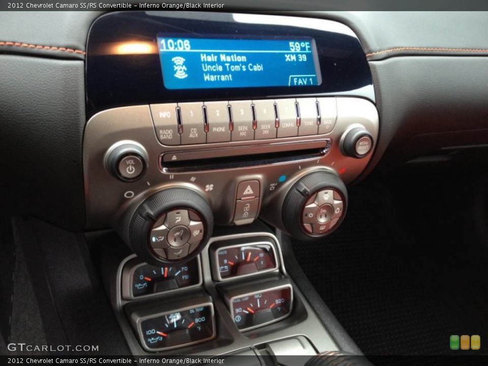 Inferno Orange/Black Interior Controls for the 2012 Chevrolet Camaro SS/RS Convertible #86688926