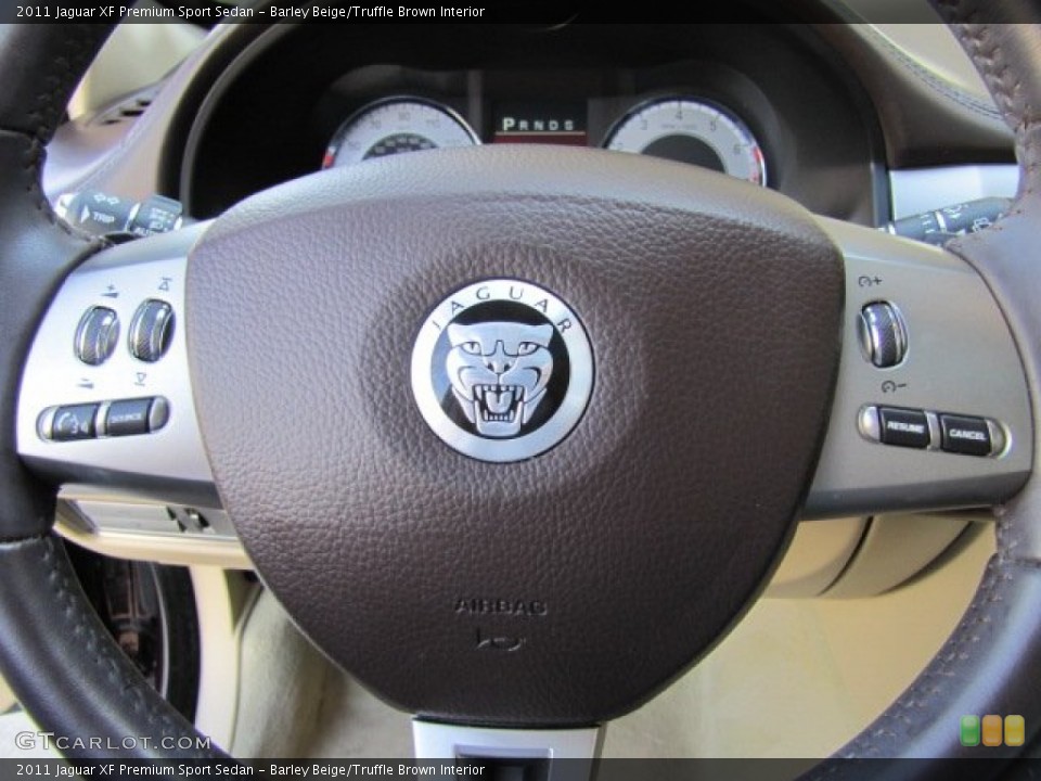 Barley Beige/Truffle Brown Interior Steering Wheel for the 2011 Jaguar XF Premium Sport Sedan #86696199