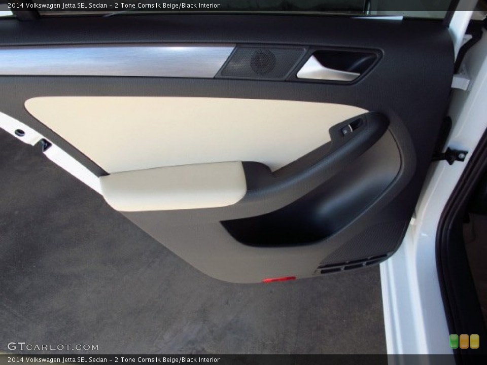 2 Tone Cornsilk Beige/Black Interior Door Panel for the 2014 Volkswagen Jetta SEL Sedan #86713113