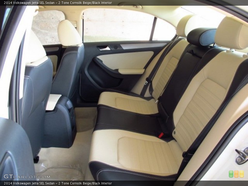 2 Tone Cornsilk Beige/Black Interior Rear Seat for the 2014 Volkswagen Jetta SEL Sedan #86713137