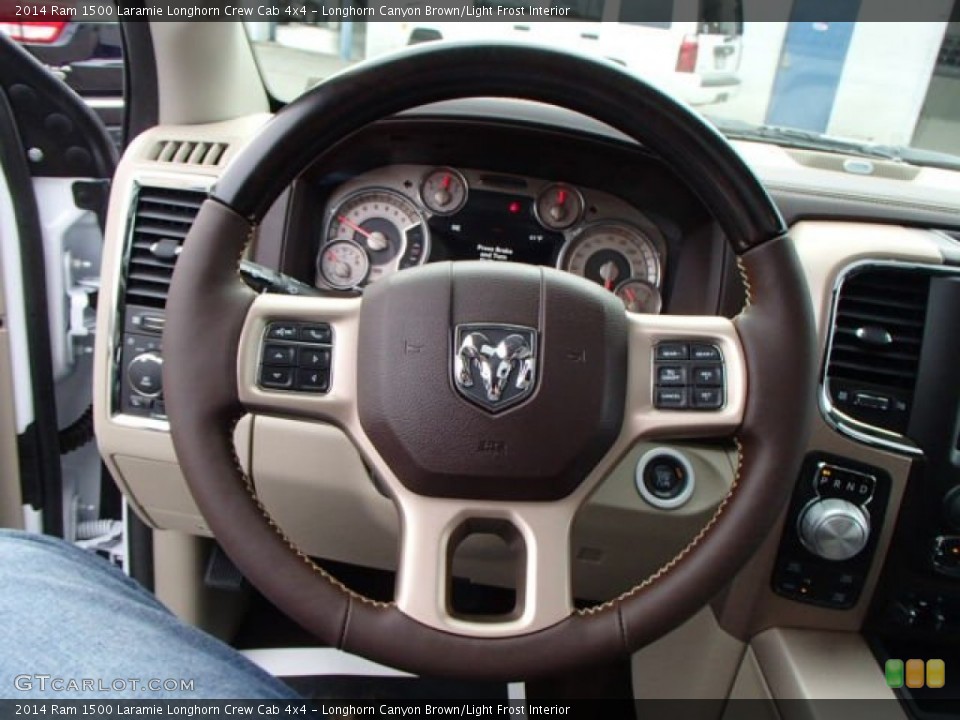 Longhorn Canyon Brown/Light Frost Interior Steering Wheel for the 2014 Ram 1500 Laramie Longhorn Crew Cab 4x4 #86754081