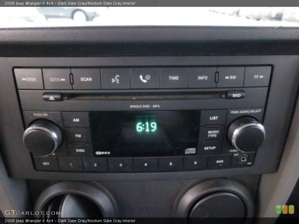 Dark Slate Gray/Medium Slate Gray Interior Controls for the 2008 Jeep Wrangler X 4x4 #86896138