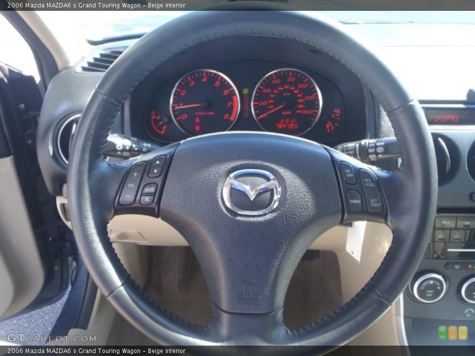 Beige Interior Steering Wheel for the 2006 Mazda MAZDA6 s Grand Touring Wagon #86983436