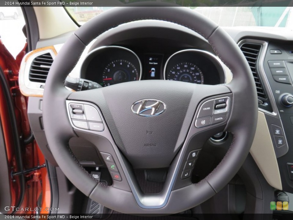 Beige Interior Steering Wheel for the 2014 Hyundai Santa Fe Sport FWD #87007427