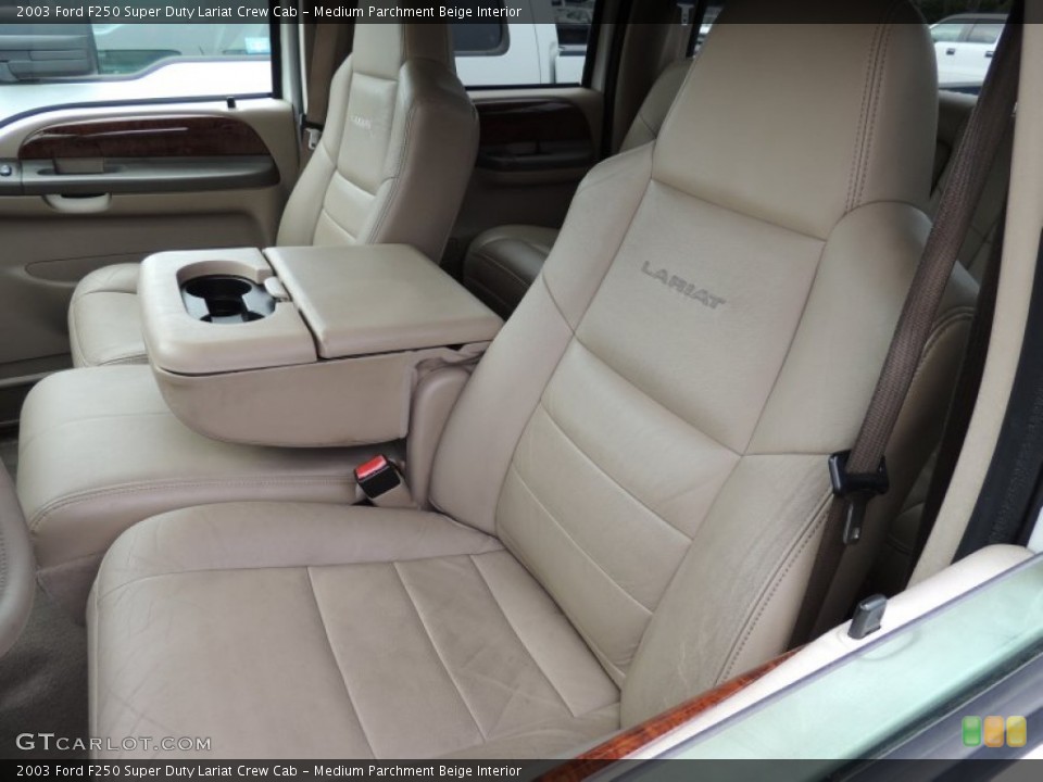Medium Parchment Beige Interior Front Seat for the 2003 Ford F250 Super Duty Lariat Crew Cab #87033249
