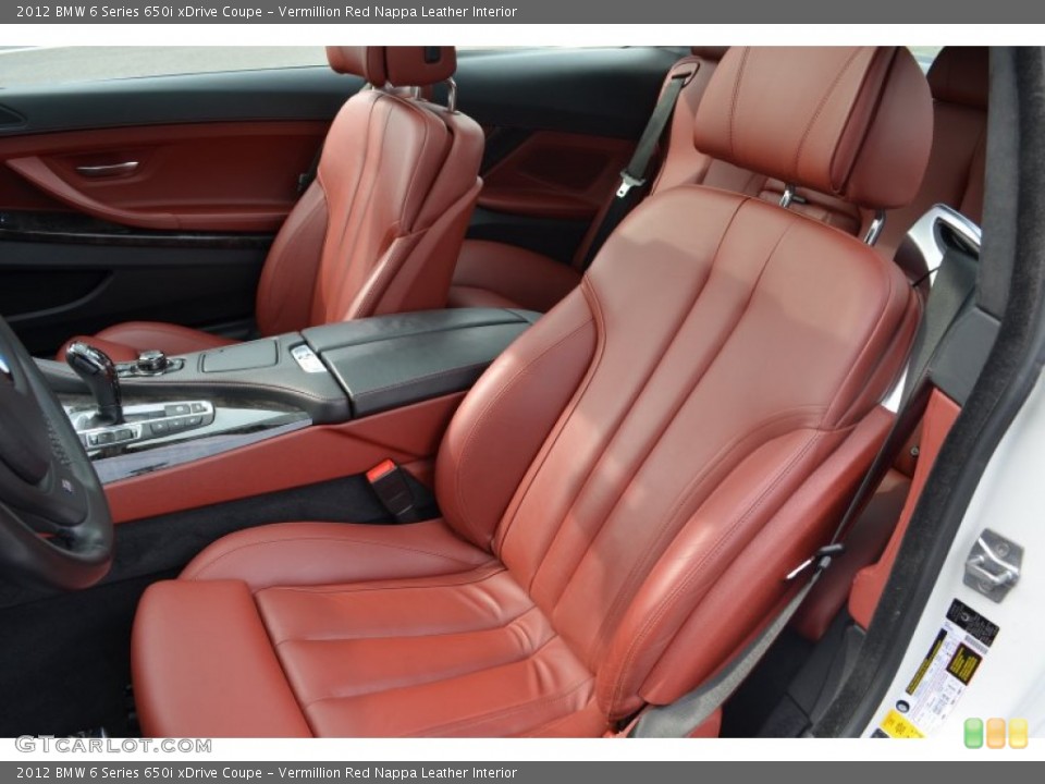 Vermillion Red Nappa Leather Interior Front Seat for the 2012 BMW 6 Series 650i xDrive Coupe #87038739