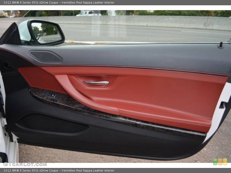Vermillion Red Nappa Leather Interior Door Panel for the 2012 BMW 6 Series 650i xDrive Coupe #87038919