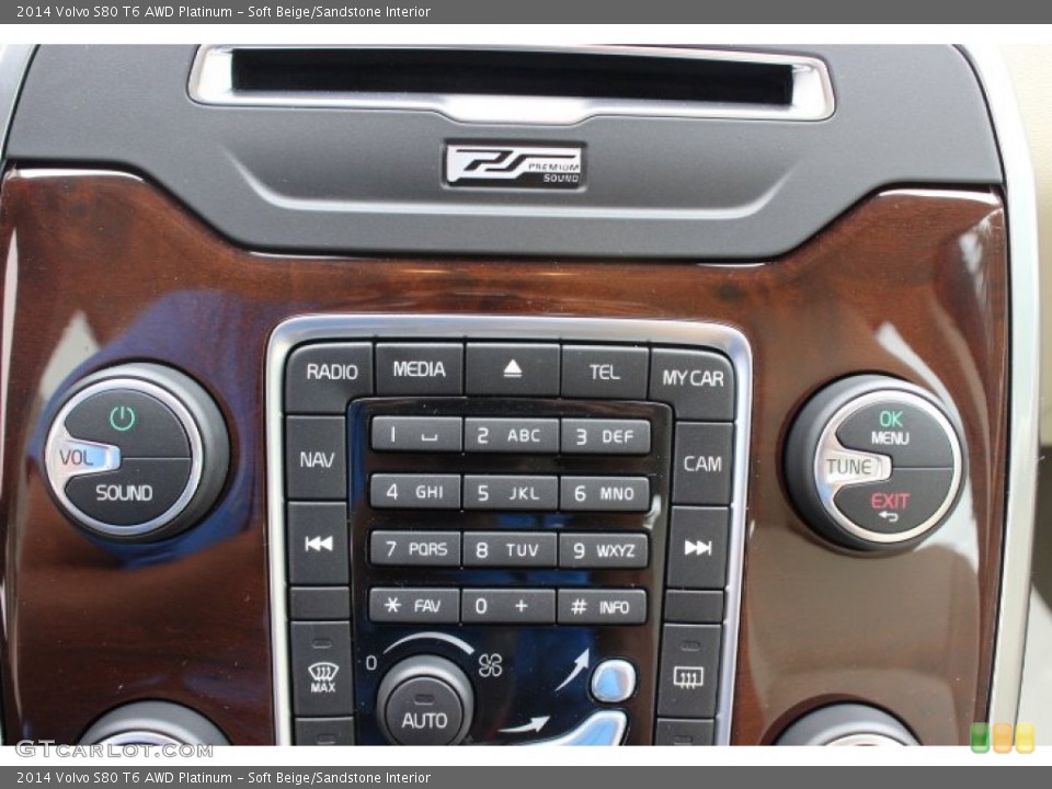 Soft Beige/Sandstone Interior Controls for the 2014 Volvo S80 T6 AWD Platinum #87041175