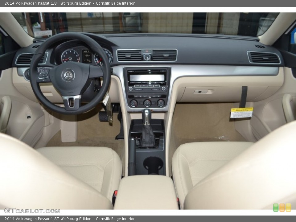 Cornsilk Beige Interior Dashboard for the 2014 Volkswagen Passat 1.8T Wolfsburg Edition #87072657